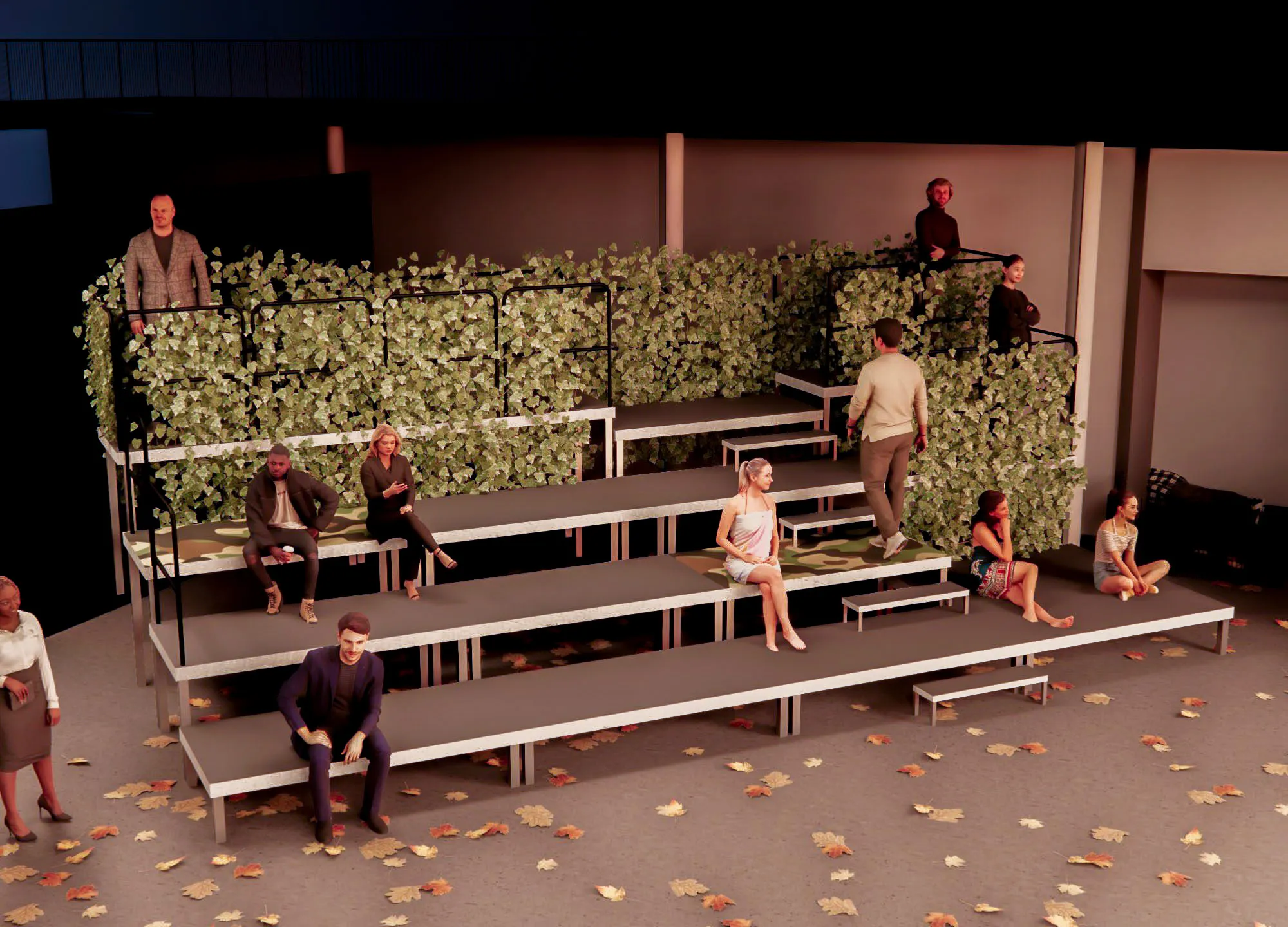 Scenographic rendering for La Meute, T.R.A.N.S.I.T.S.C.A.P.E, Halles de Schaerbeek.
