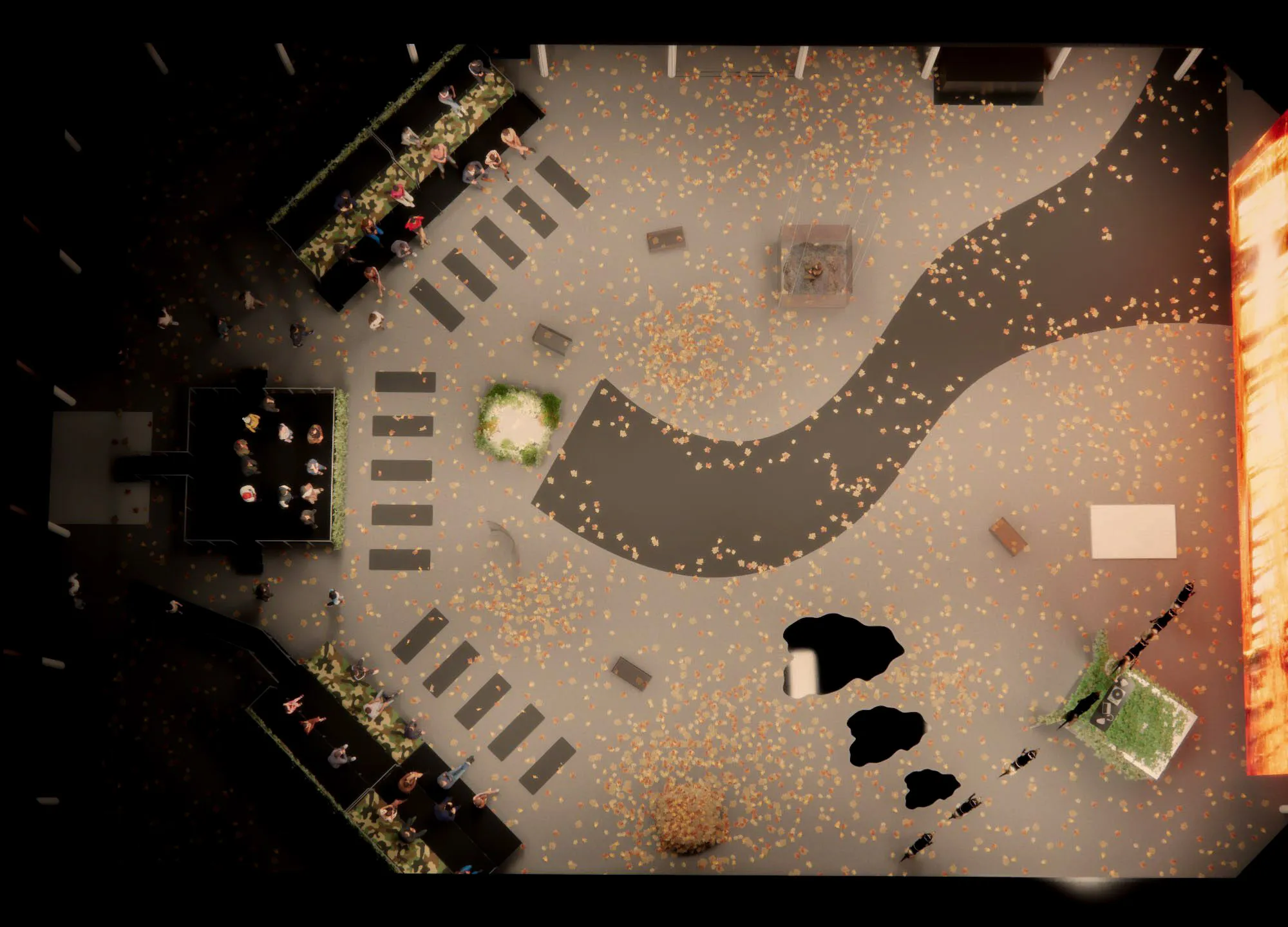 Scenographic rendering for La Meute, T.R.A.N.S.I.T.S.C.A.P.E, Halles de Schaerbeek.