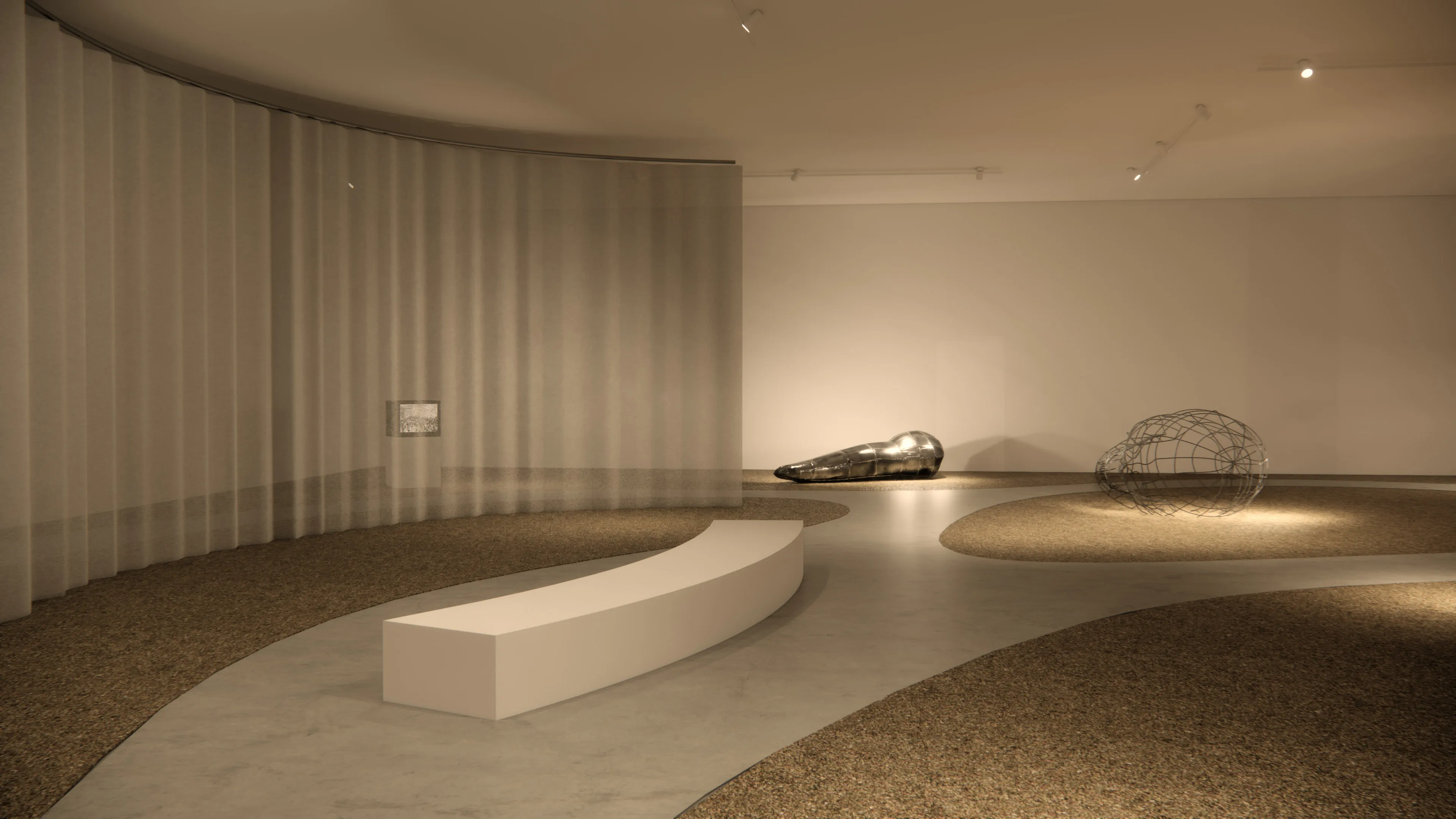 Rendu scénographique, exposition Mohamed Bourouissa, Migros Museum, Zurich.