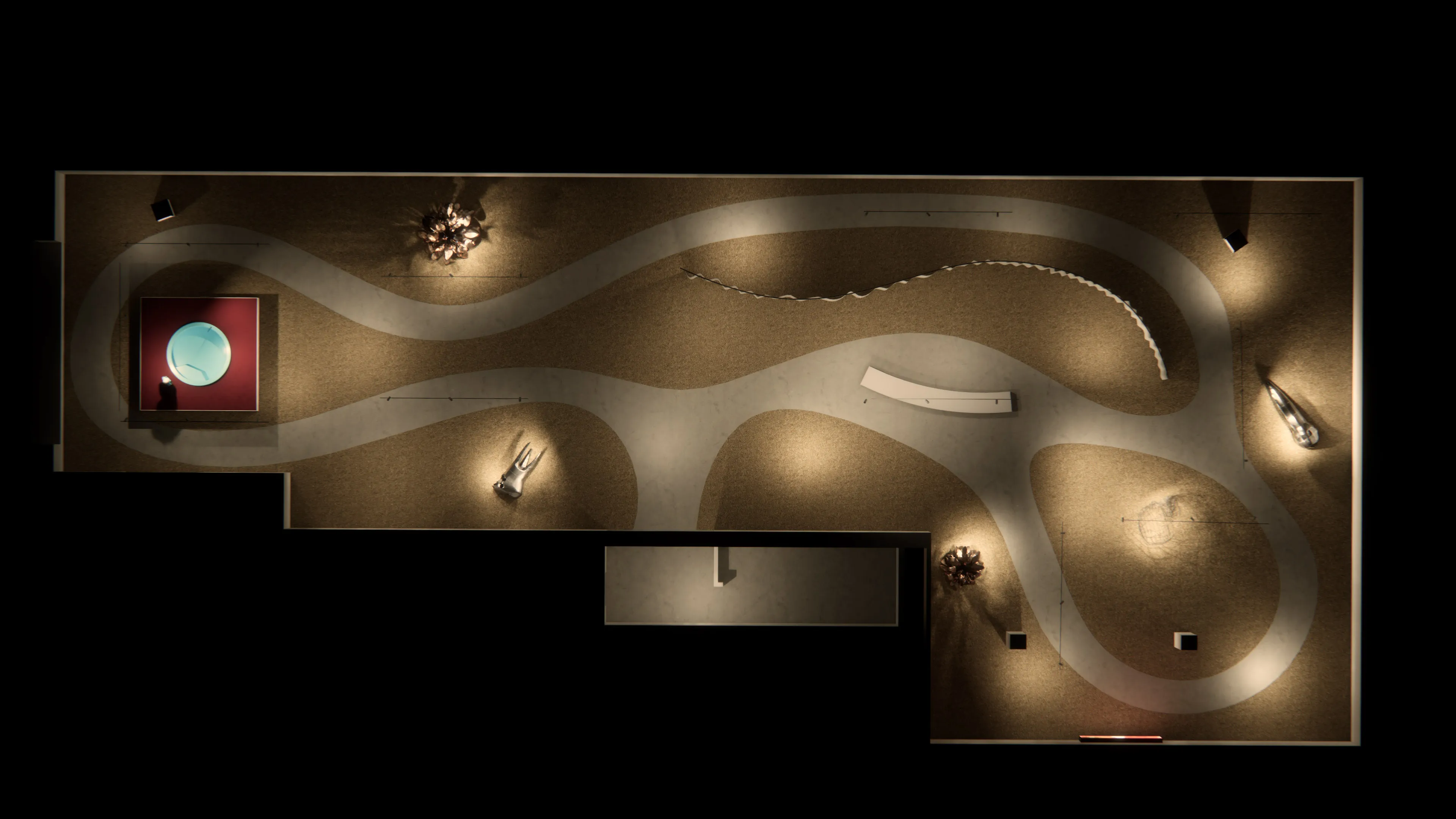 Rendu scénographique, exposition Mohamed Bourouissa, Migros Museum, Zurich.