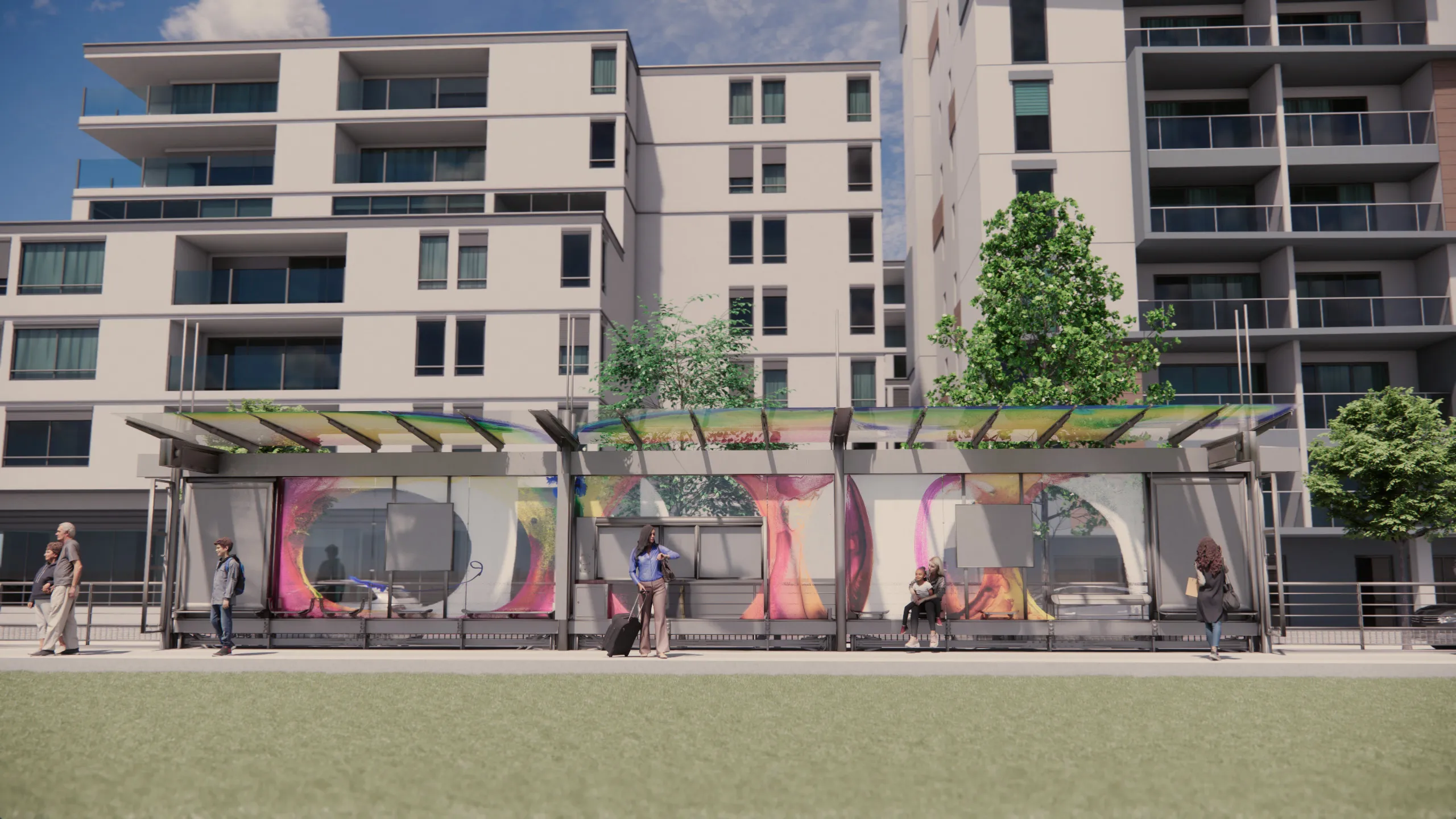 Simulation of Io Burgard's proposal for a Systral tram station, Lyon.