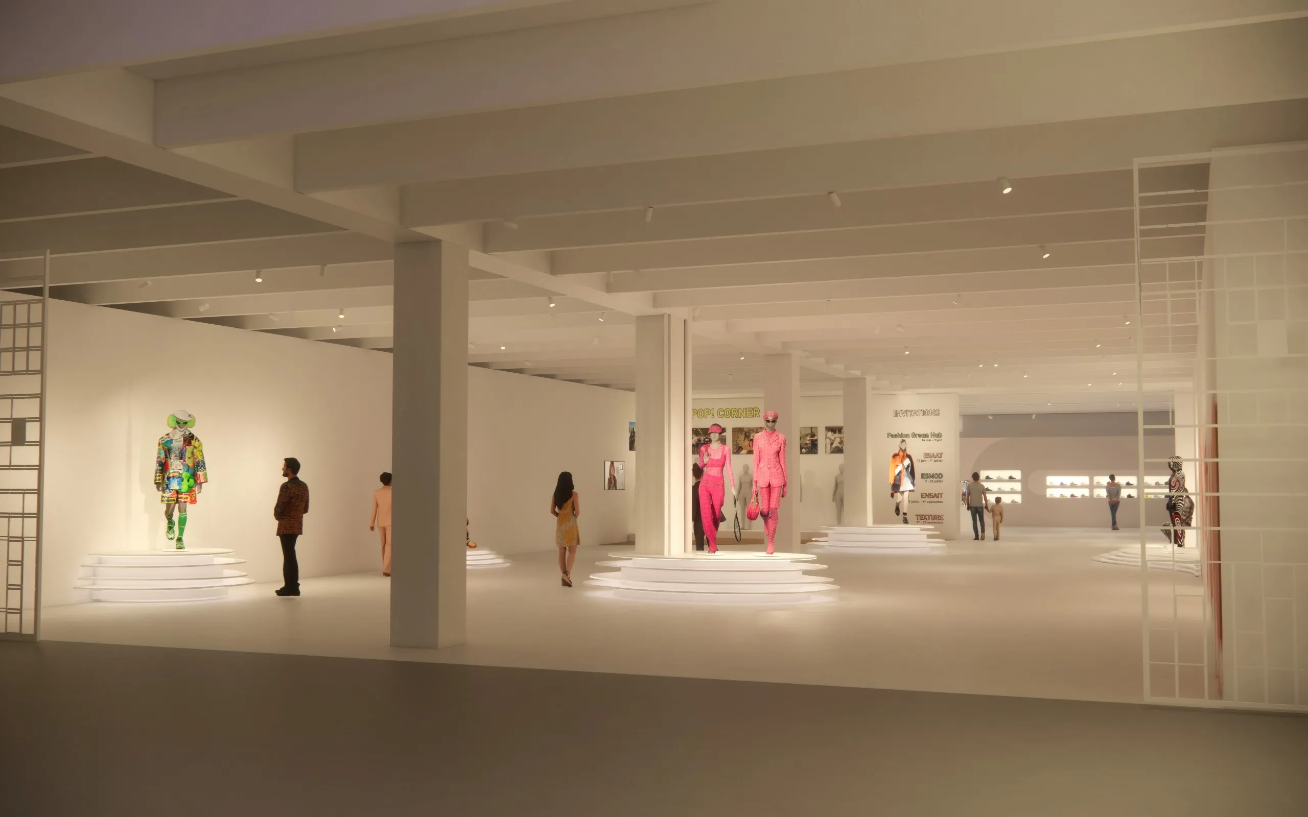 Placement render for the Futurotextiles exhibition, lille3000, Tripostal, Lille.